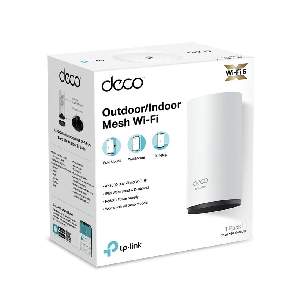 Deco X50-Outdoor AX3000 Outdoor / Indoor Whole Home Mesh WiFi 6 Unit