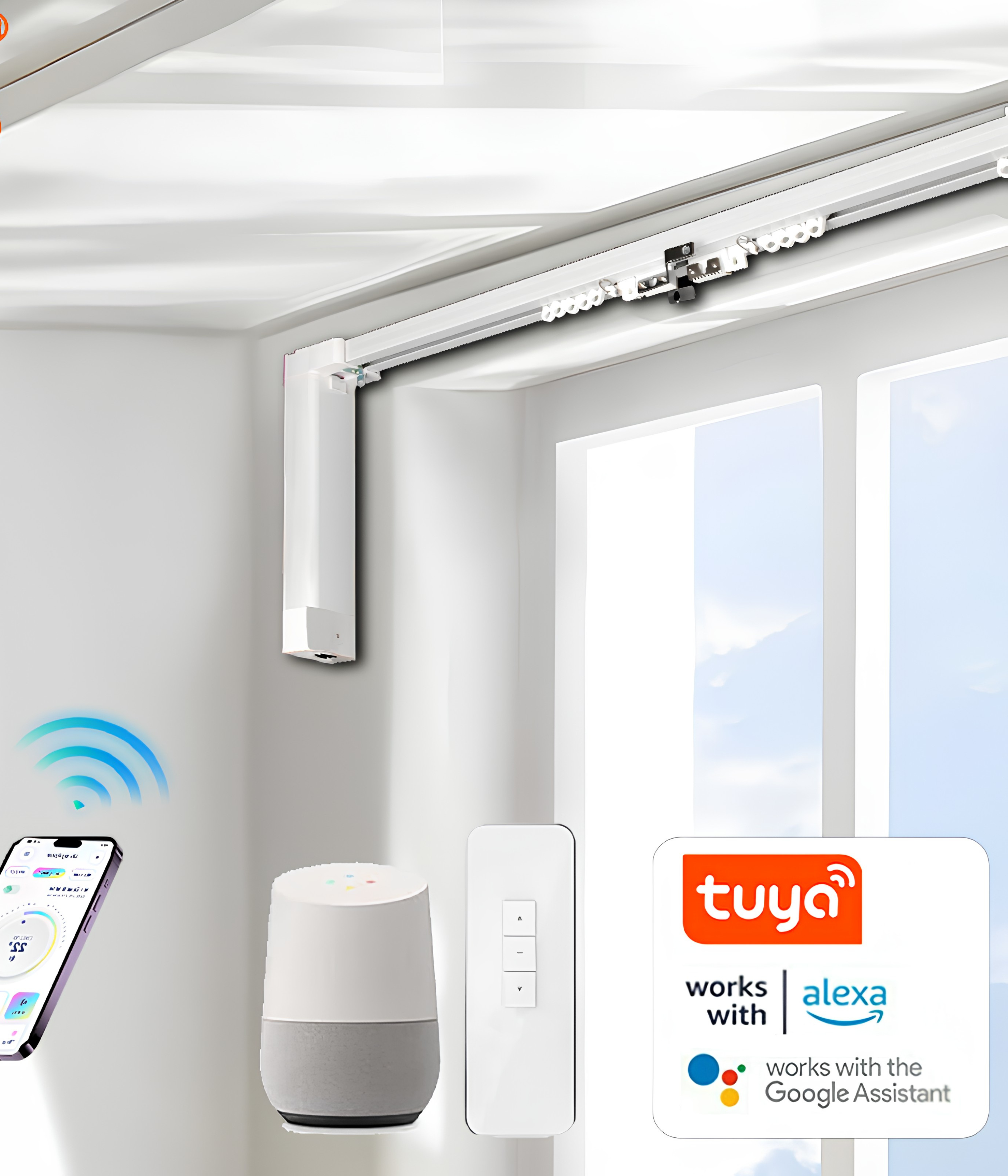smart curtain kit 5.14 meter track one way remote Zigbee