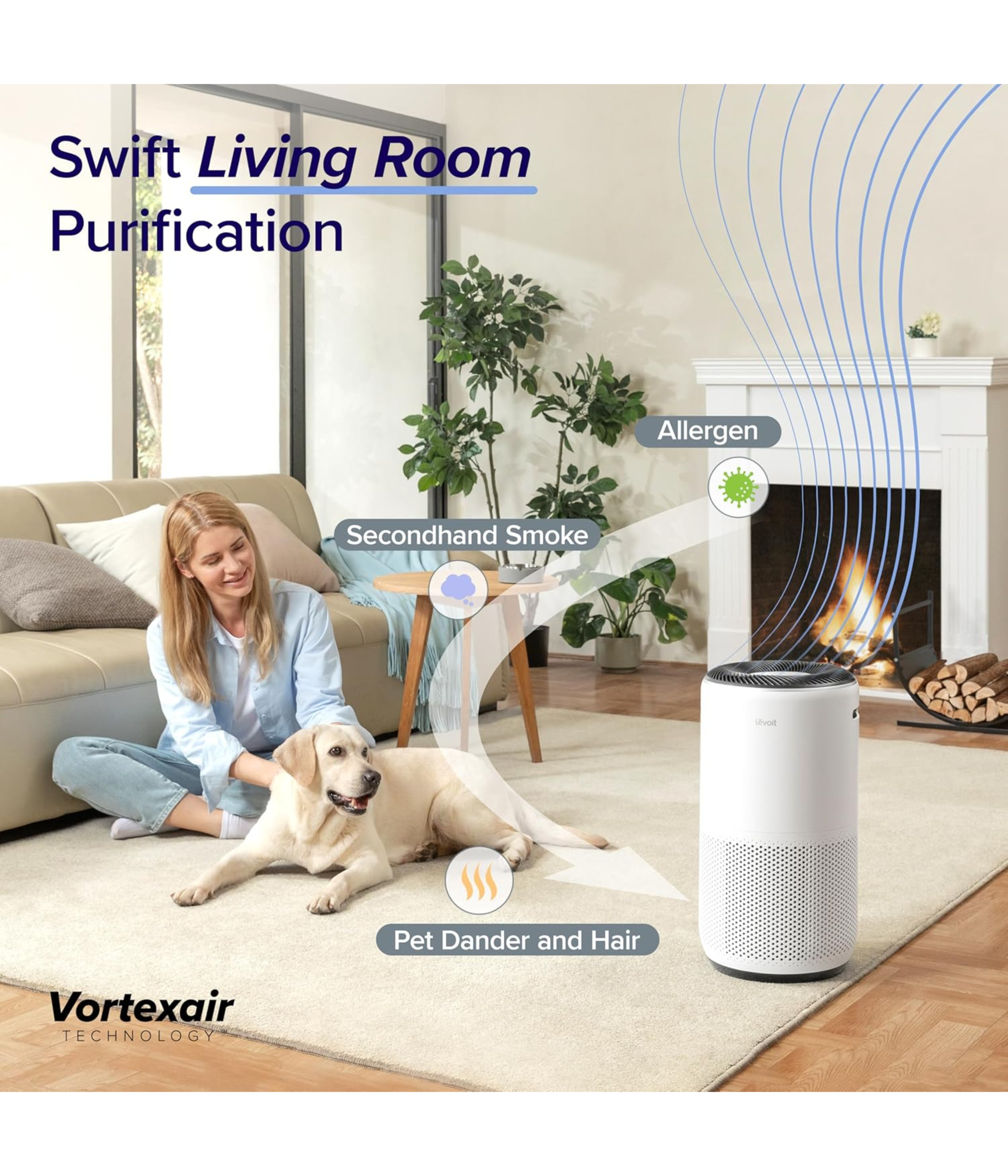 LEVOIT Air Purifiers for Large Home Bedroom 83m², CADR 400m³/h