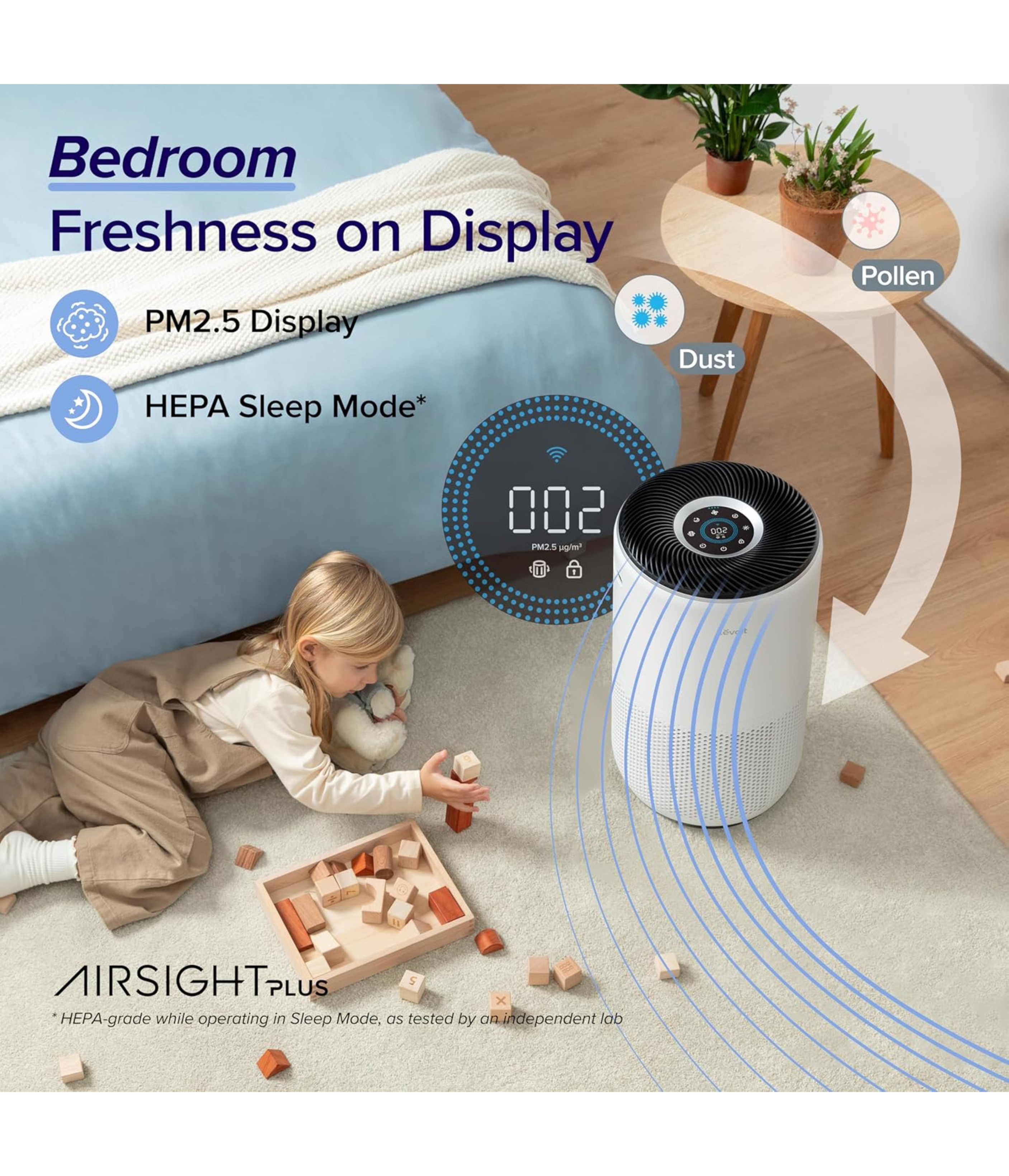 LEVOIT Air Purifiers for Large Home Bedroom 83m², CADR 400m³/h