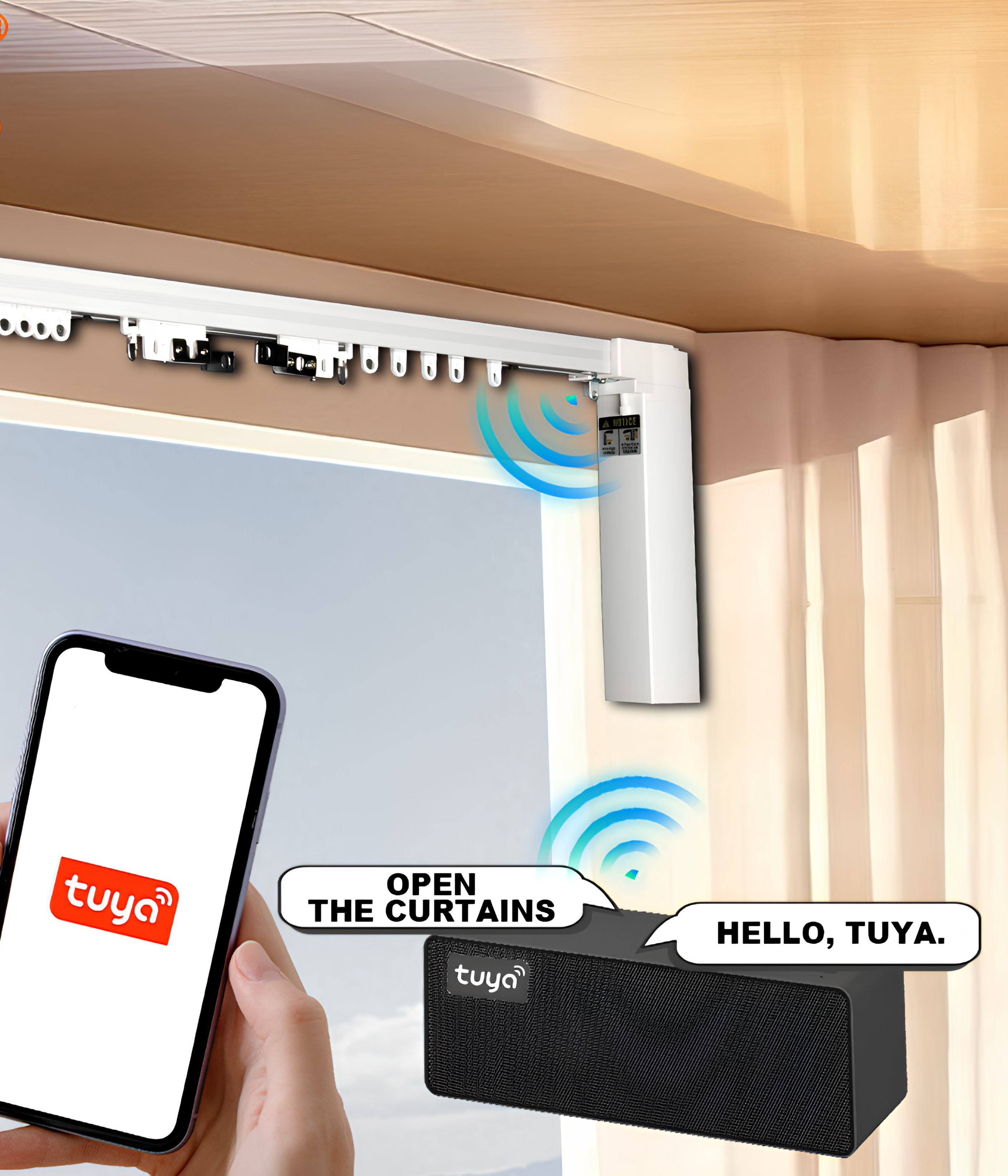 smart curtain kit 5.14 meter track one way remote Zigbee