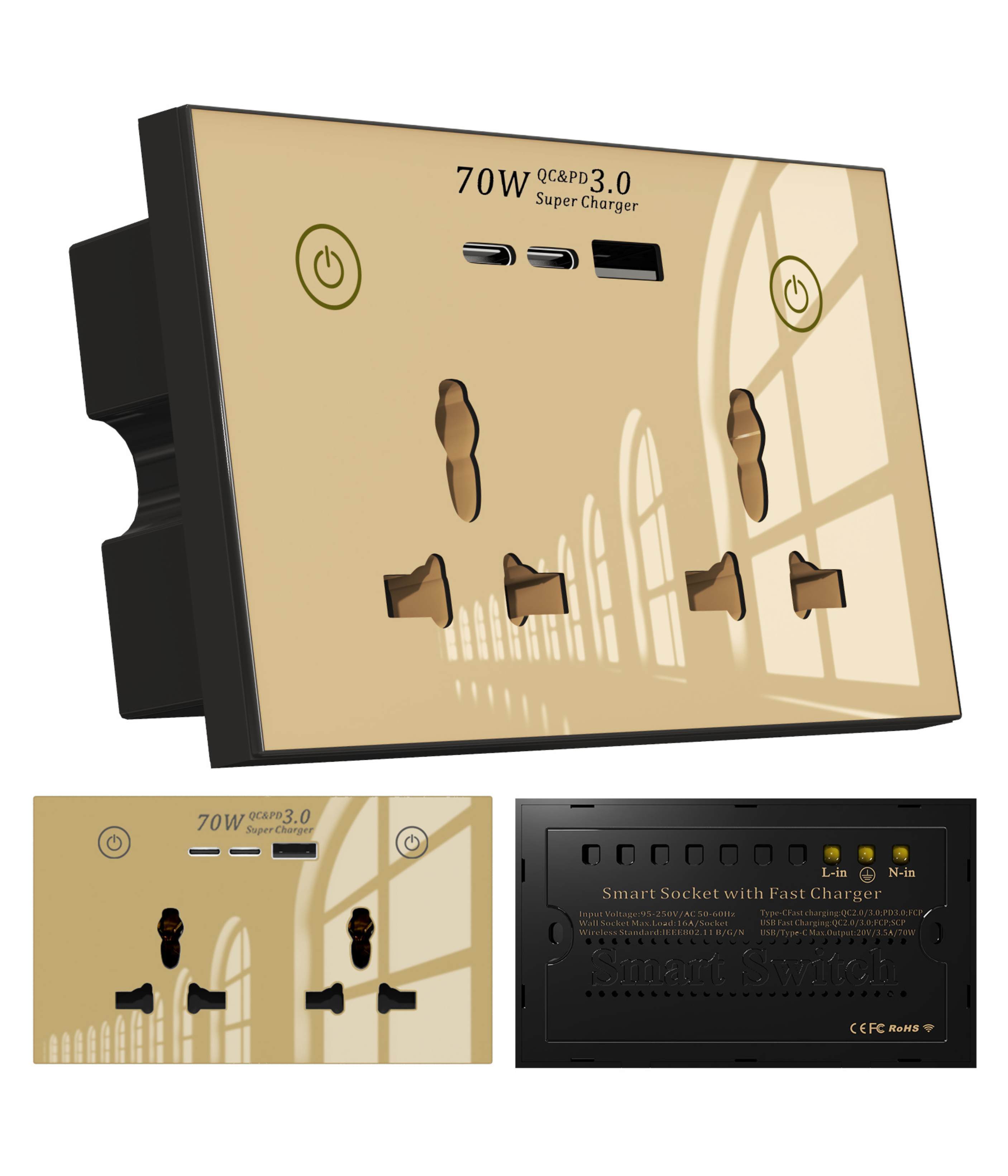double socket universal zigbee type C&usb