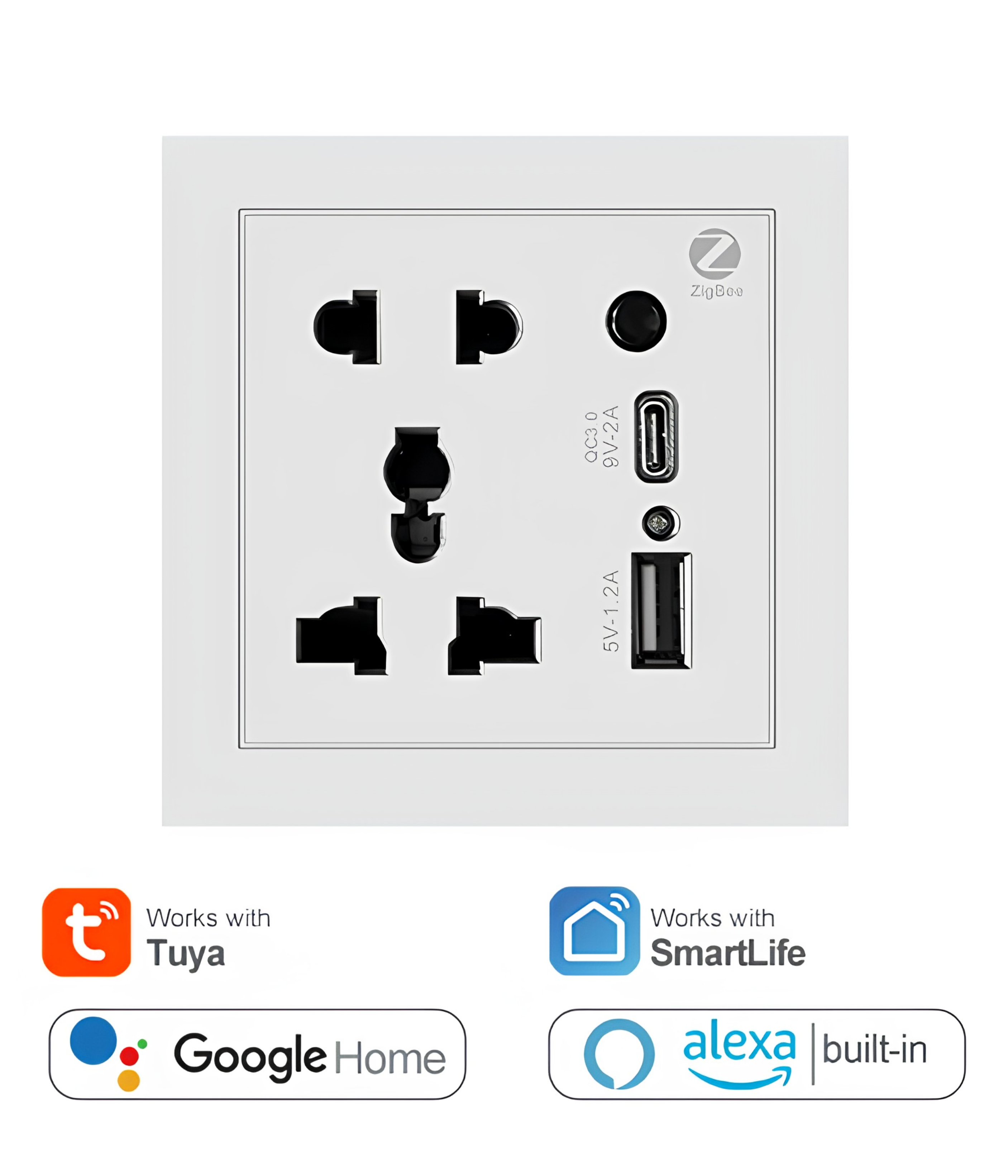 Smart universal 5 hole socket with usb & type C-Zigbee