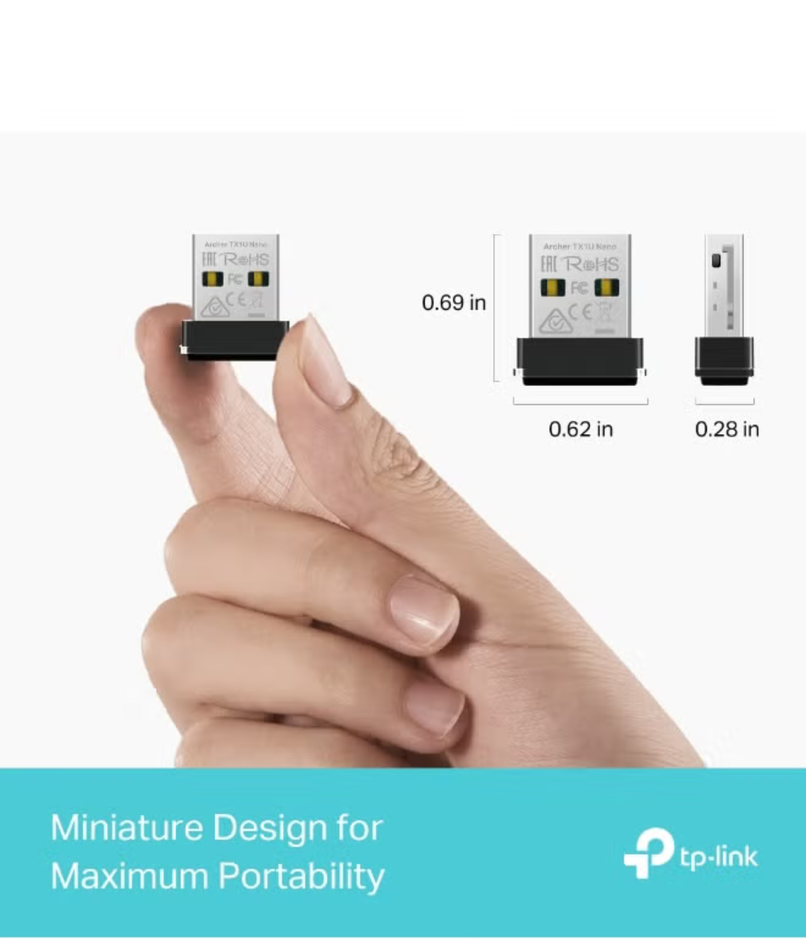 TP-Link Archer TX1U Nano Wi-Fi Adapter for PC, Wi-Fi 6 AX300 Wi-Fi Stick