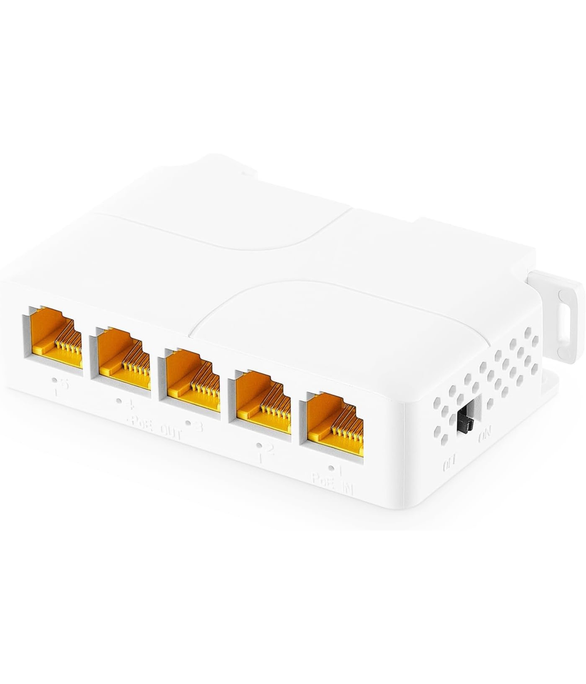 Gigabit Poe Passthrough Switch, 1 In 4 Out Extender, Ieee802.3Af/At/Bt , 10/100/1000Mbps Ethernet, Din Rail & Wall Mount Plug And Play