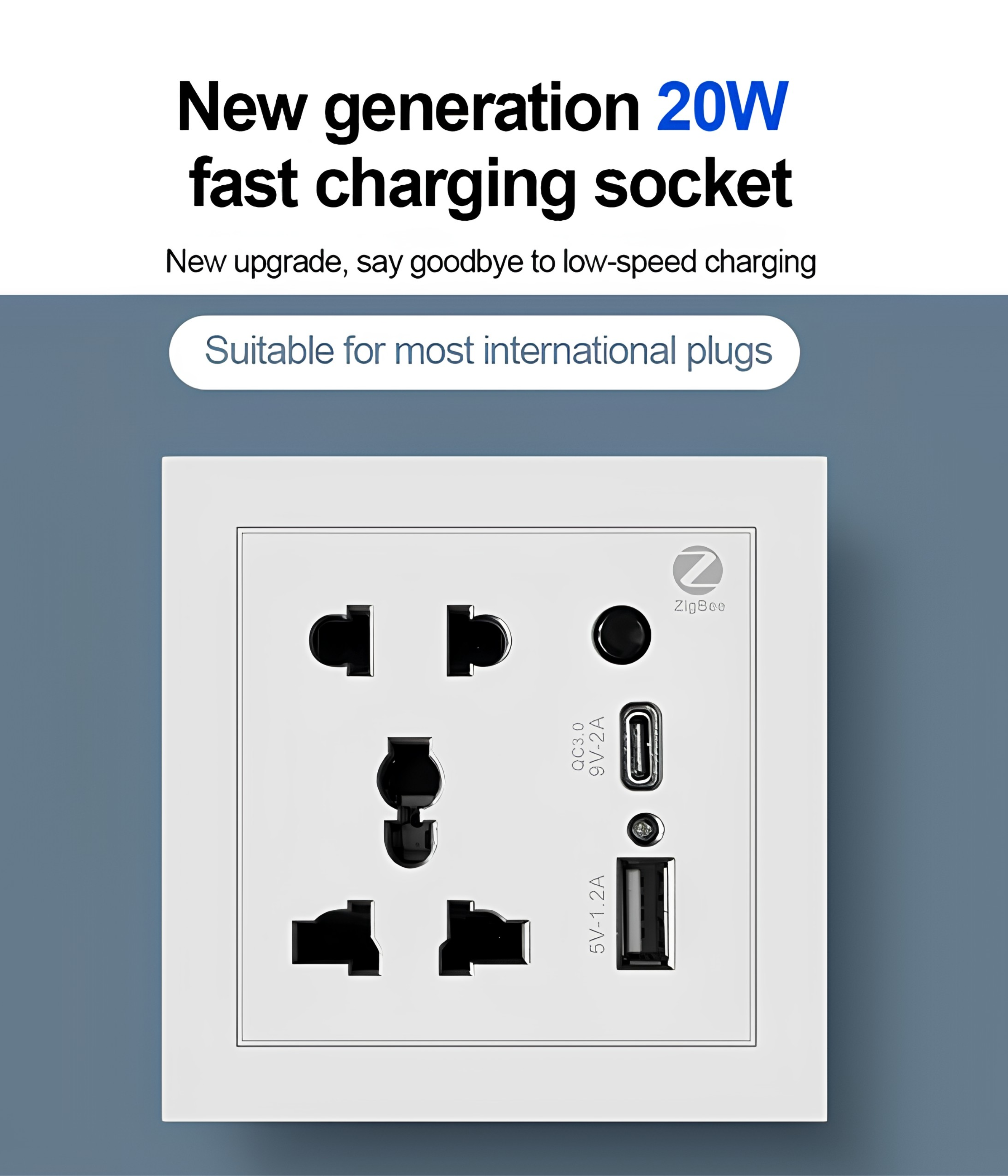 Smart universal 5 hole socket with usb & type C-Zigbee