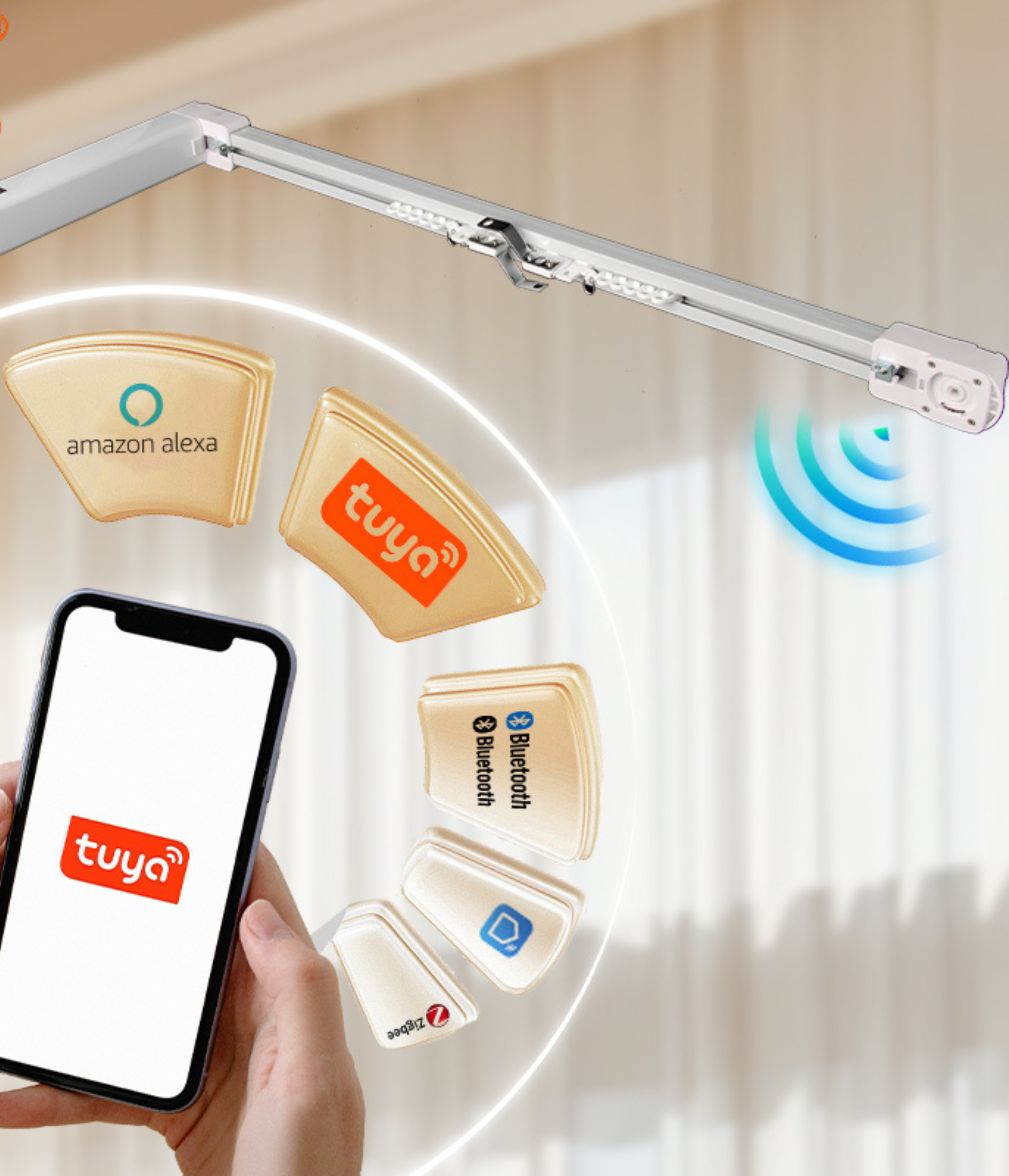 smart curtain kit 5.14 meter track one way remote Zigbee