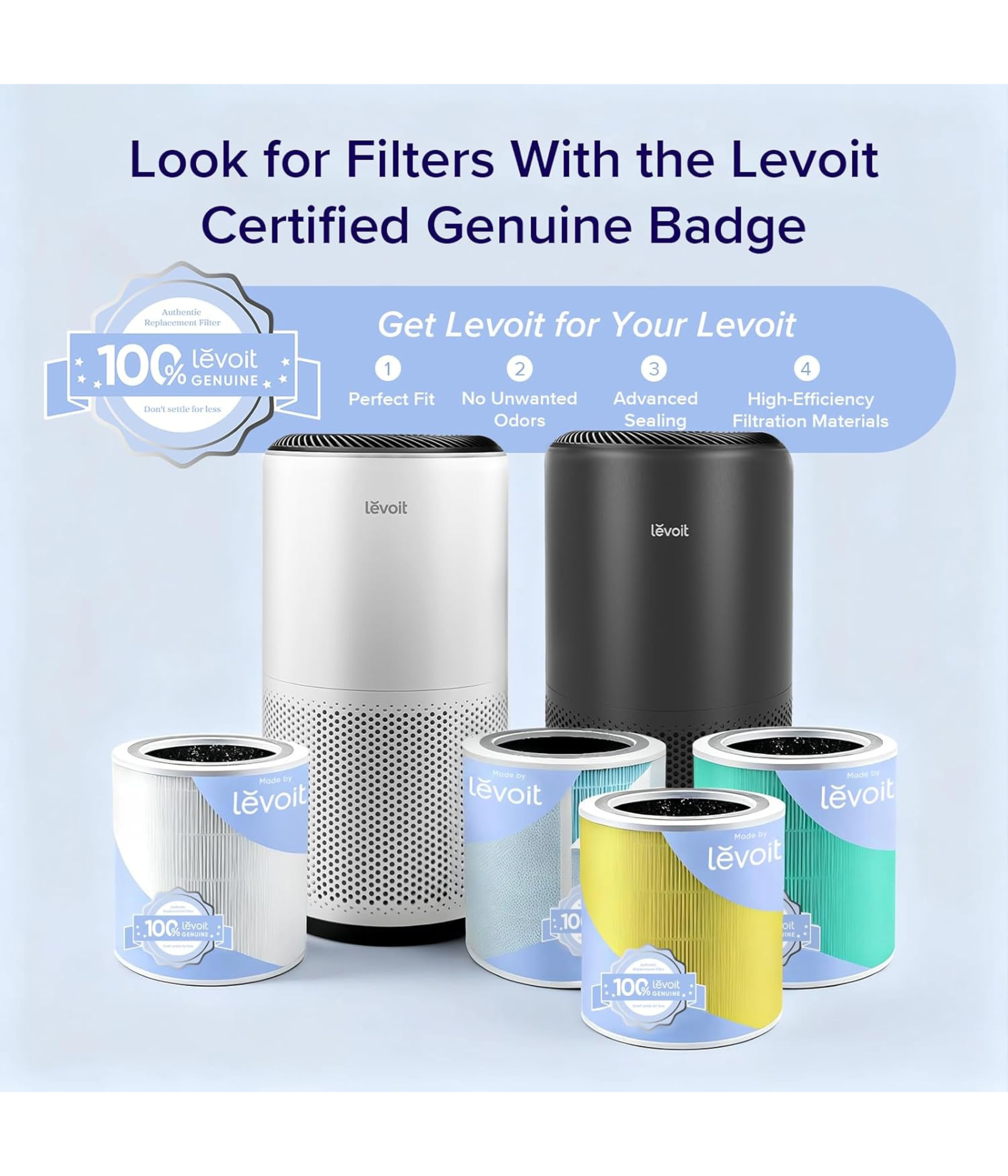 LEVOIT Air Purifiers for Large Home Bedroom 83m², CADR 400m³/h