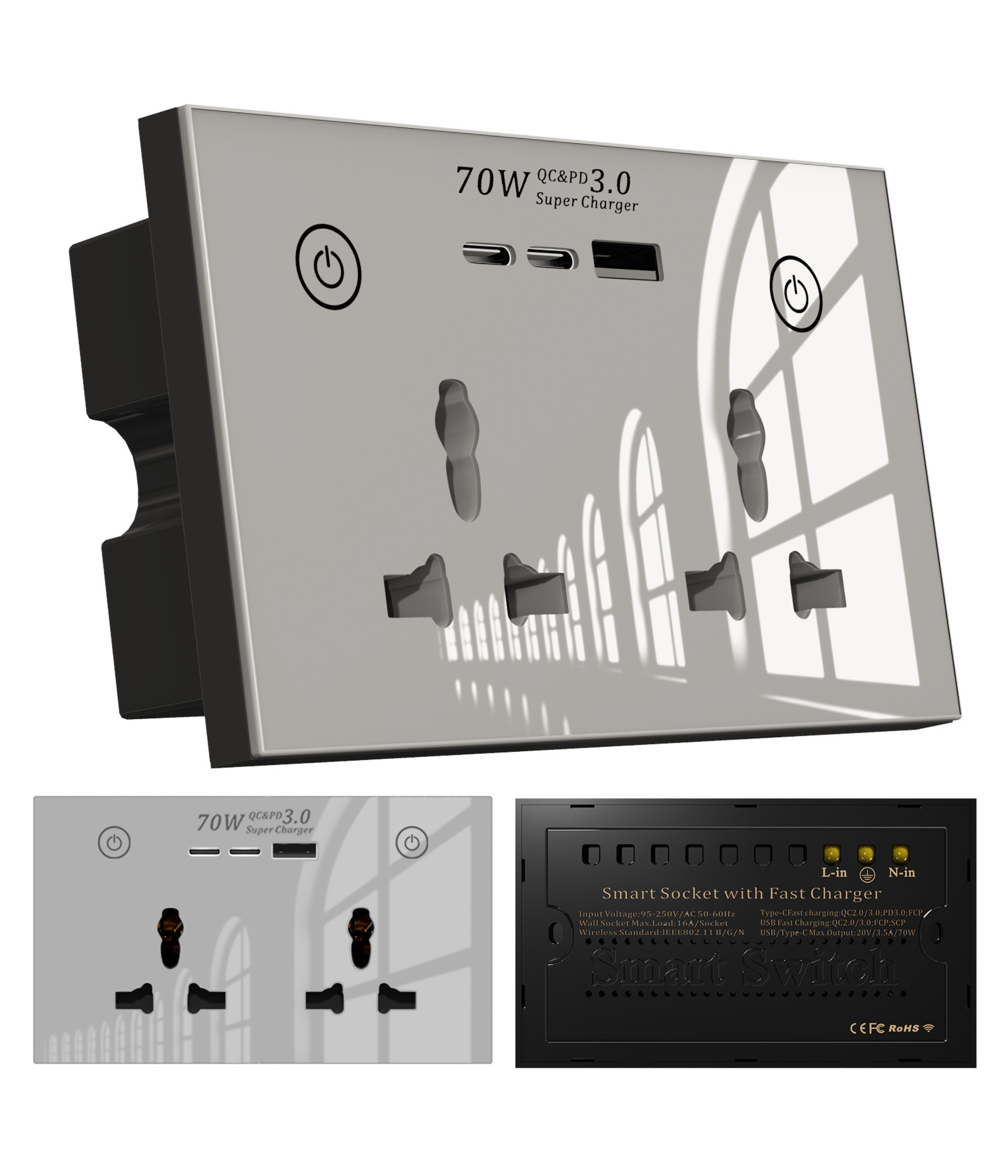double socket universal zigbee type C&usb