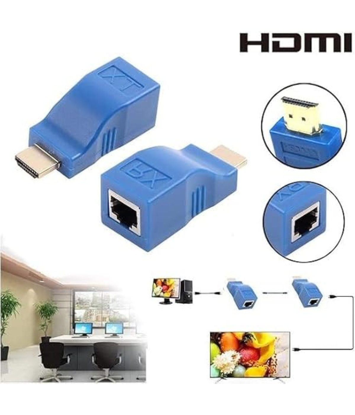 HDMI Extender,HDMI to RJ45 Network Cable Extender Converter