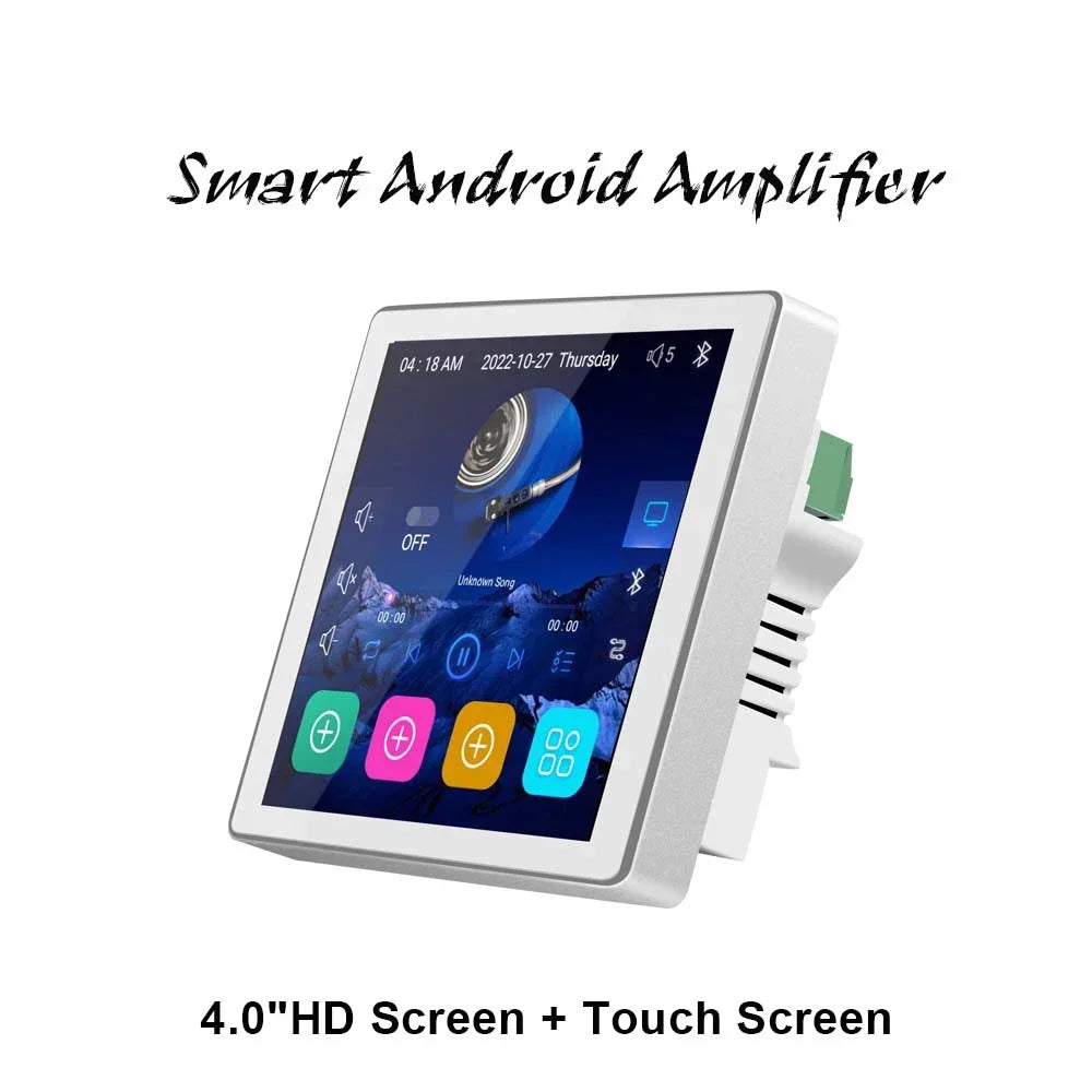 4 Inch Smart Alexa WiFi Wall Amplifier Audio Music Android 10.0 System Bluetooth Amp Home Theater HiFi Stereo For TV Projector 4*25W