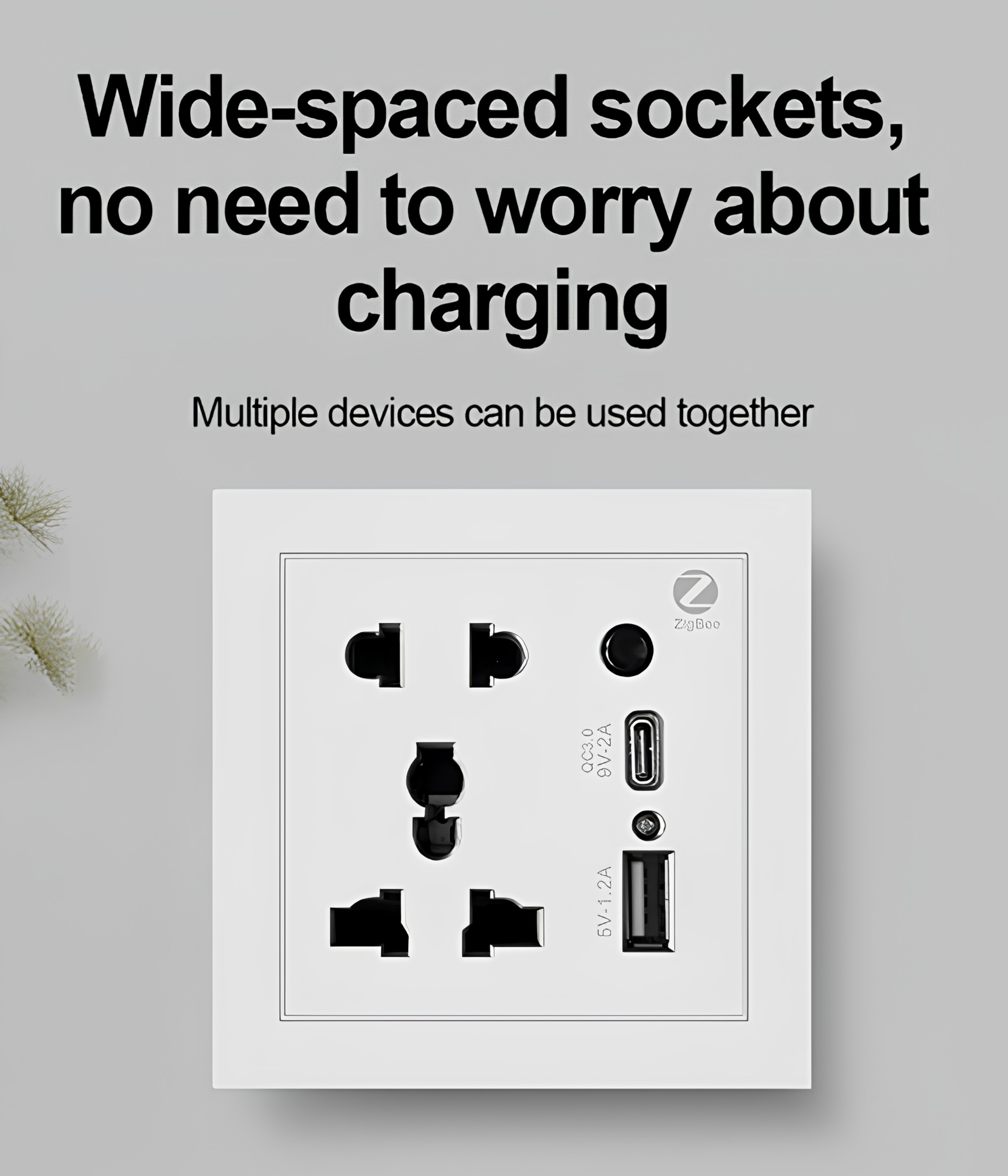 Smart universal 5 hole socket with usb & type C-Zigbee