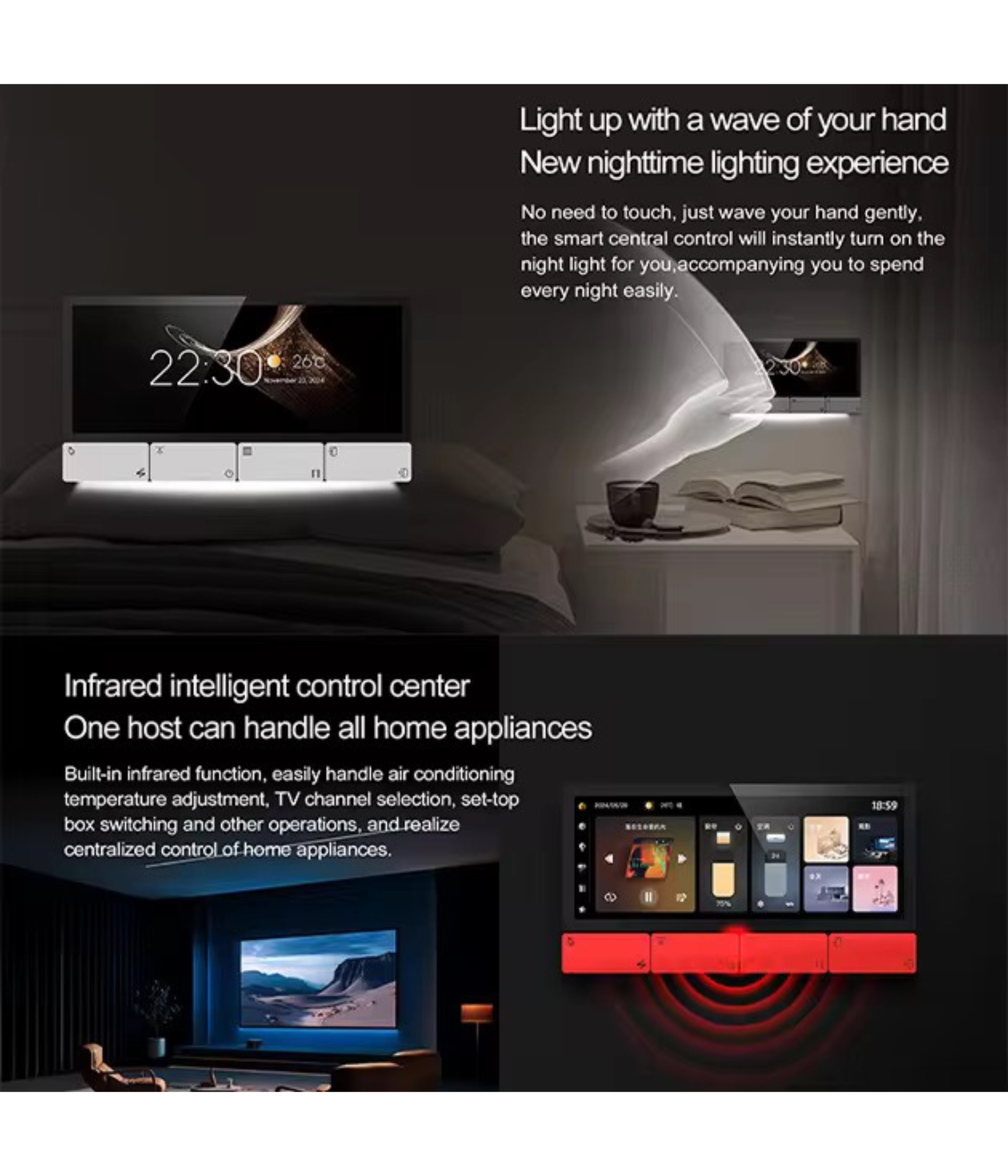 6.2inch smart zigbee gateway control panel+4 ways speakers built in IR function