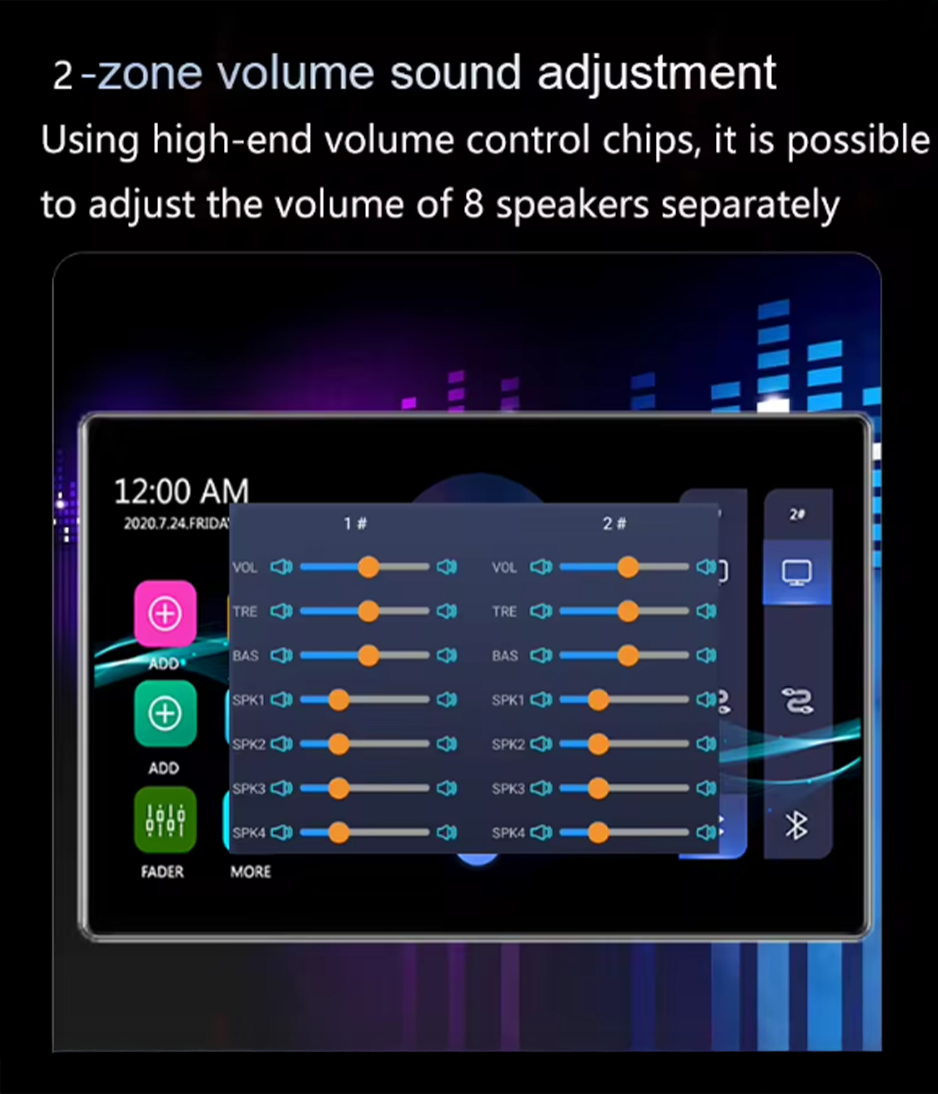Smart Home Android 11 System 8-Channel Amplifier 4+64G Built in TUYA APP Control Panel 8-inch Touch Screen Music Player
