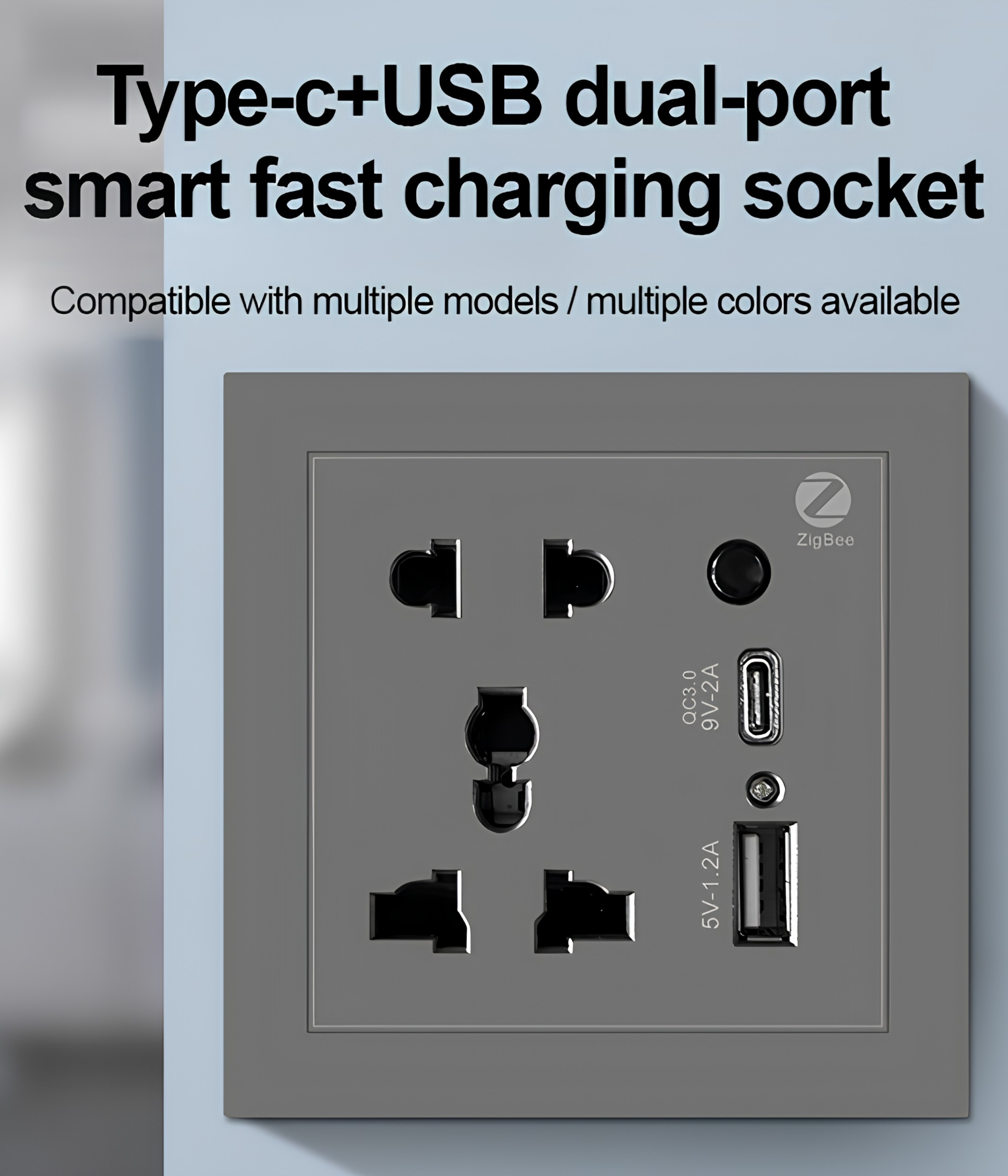Smart universal 5 hole socket with usb & type C-Zigbee