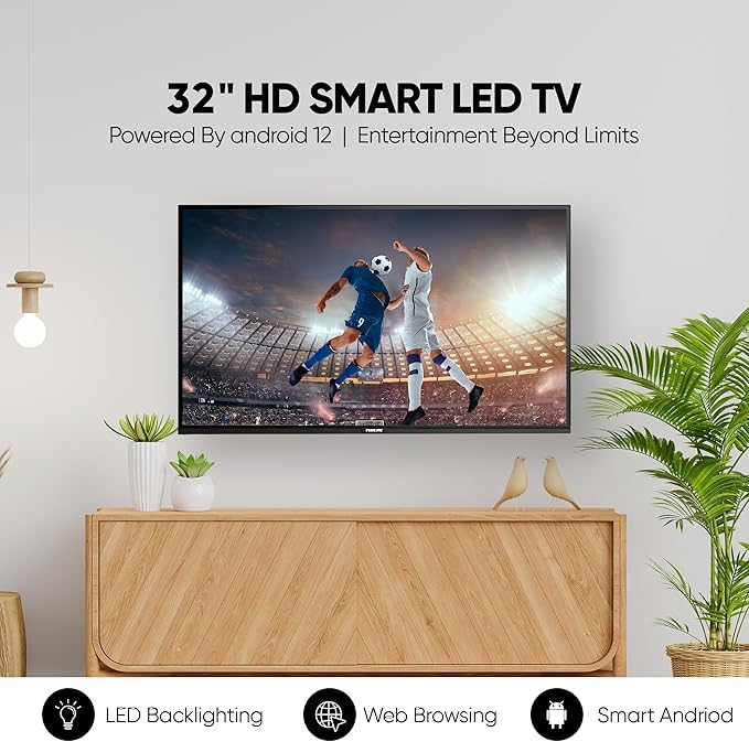 NIKAI 32 Inch Smart LED TV | Android TV | Netflix, YouTube, Shahid NTV3200SLED Black