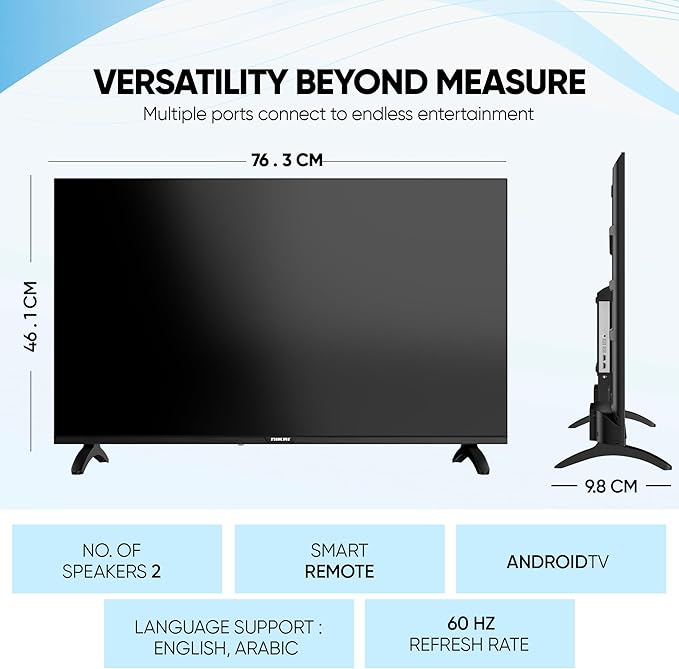 NIKAI 32 Inch Smart LED TV | Android TV | Netflix, YouTube, Shahid NTV3200SLED Black