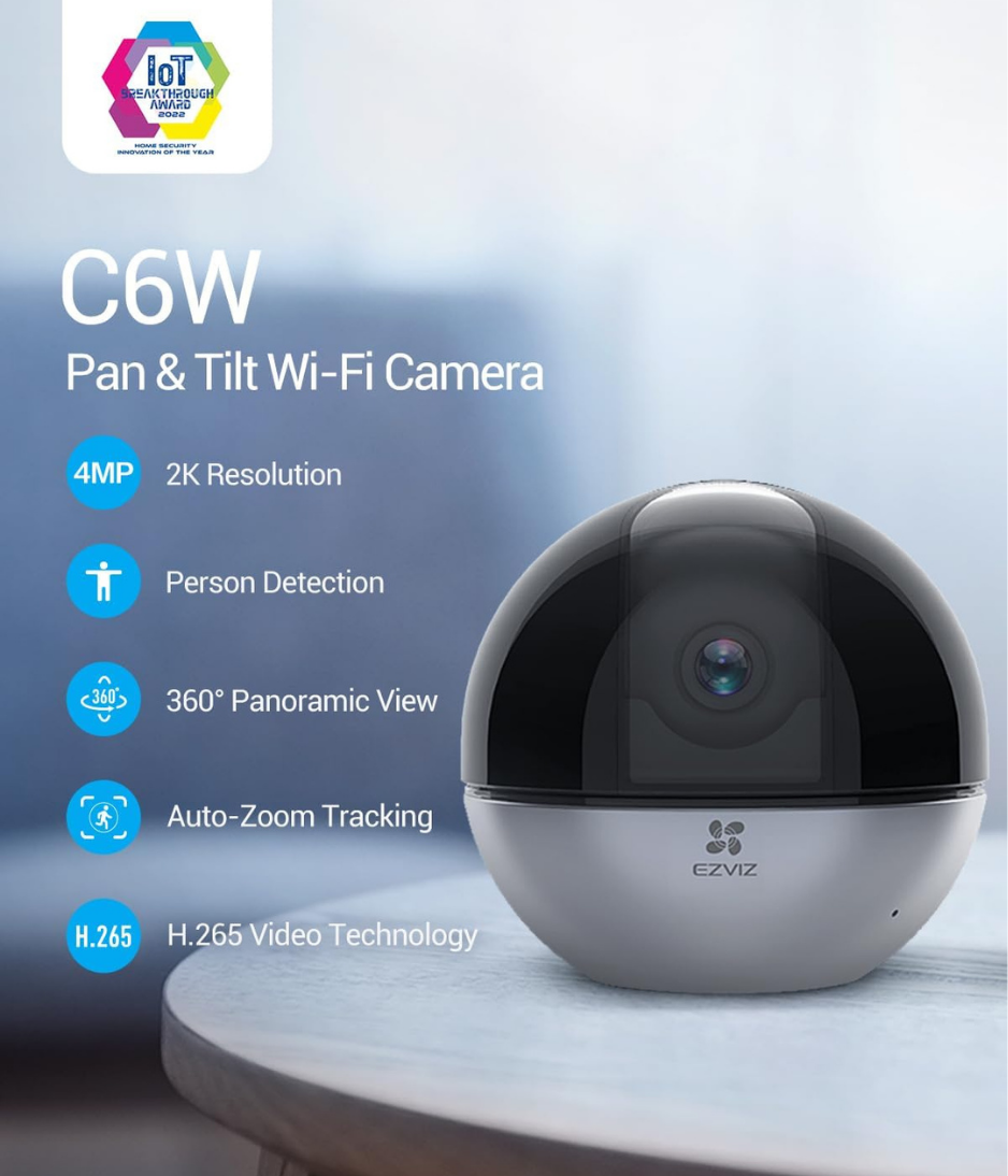 EZVIZ C6W 2k Security Camera, Smart WiFi Camera, 4MP Home Camera with Motion Detection, Auto Zoom Tracking, 360° Night Vision, True- WDR, Two Way Talk, Privacy Shutter, Instant Alert, works with Alexa
