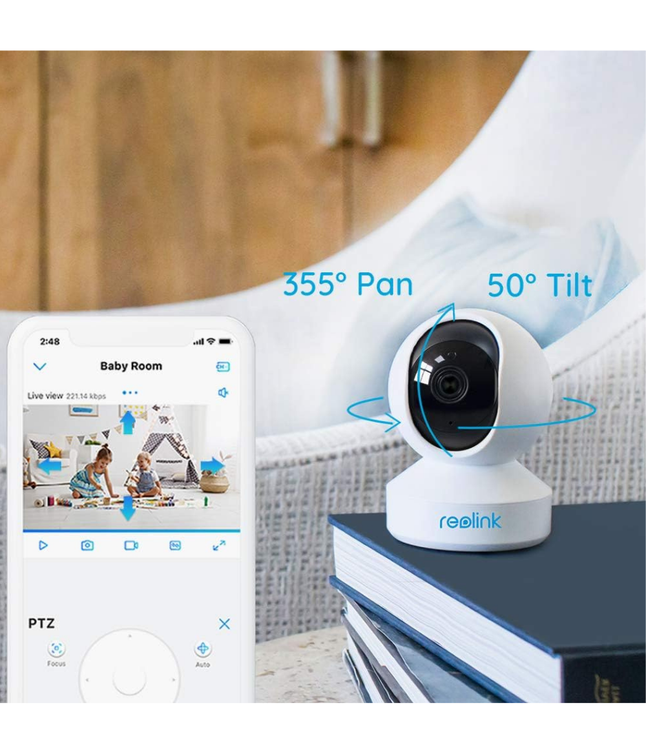 REOLINK E1 Pro 3K PT Wi-Fi Indoor Camera for Baby & Pet Monitoring, Auto Tracking, 5MP Night Vision Enhanced by F1.6 Aperture, Person/Pet/Baby Crying Detection, 2.4/5GHz Wi-Fi, Two-Way Audio Works With Alexa