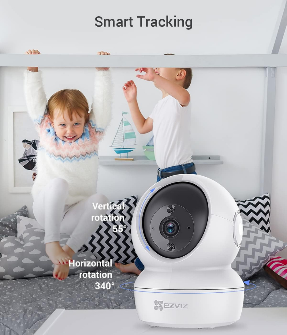 EZVIZ C6N Security Camera, 1080p CCTV Camera for Home, Wifi Indoor 360 Camera, Baby Monitor Surveillance Camera with Motion Detection, Smart Tracking, Two-Way Audio, Night Vision, Works With Alexa