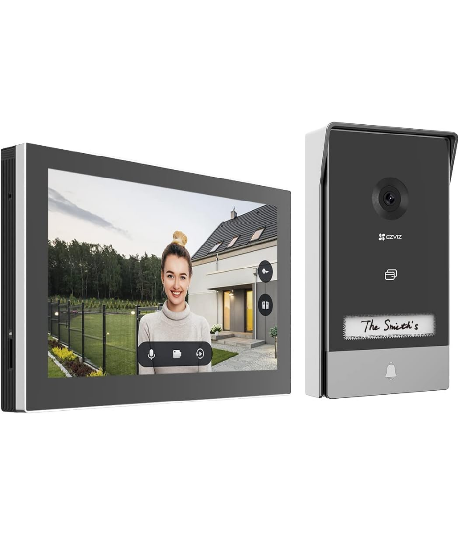 EZVIZ HP7 2K Connected Video Intercom Video Doorbell with Camera and 7" Color Touch Screen, Person Detection and Two-Way Audio, Door Opener, 2.4GHz and 5GHz WiFi