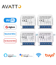 AVATTO Tuya ZigBee & Wifi Smart Light Switch No Neutral Relay Module 1/2/3 Gang Smart Life/Tuya App Control,Work with Alexa Google Home