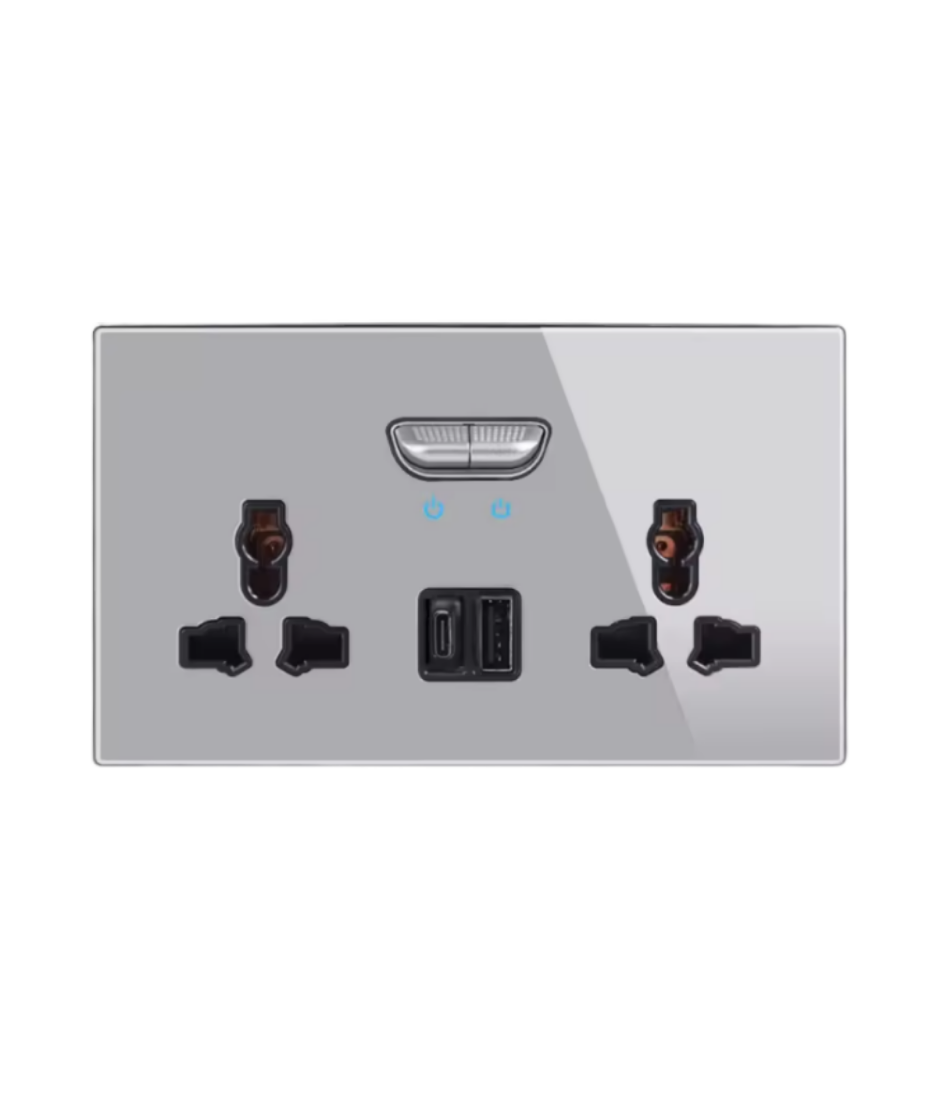 Tempered Glass Wall Switch Panel Led, Socket, Toggle Light Switch,  Net Socket, Fan Switch, Dimmer Switch Knob
