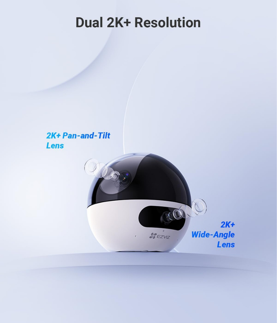 EZVIZ Security Camera C7, 2K+ / 4MP Dual-Lens CCTV Camera for Home, Baby Monitor with 360° View, Night Vision, Human/Pet Detection, Auto Tracking, Two-Way Calling, Patrol Mode, Alexa & Google Control