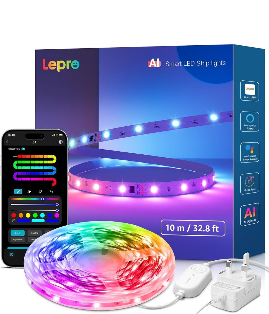 Smart Rainbow LED Strip Light 5M-20M, 30 LEDs/M, Music Sync, Works with Alexa & Google Home, WiFi Bluetooth App Voice Control, AI Lighting Design Assistant, MagicColor LED Lights for Bedroom