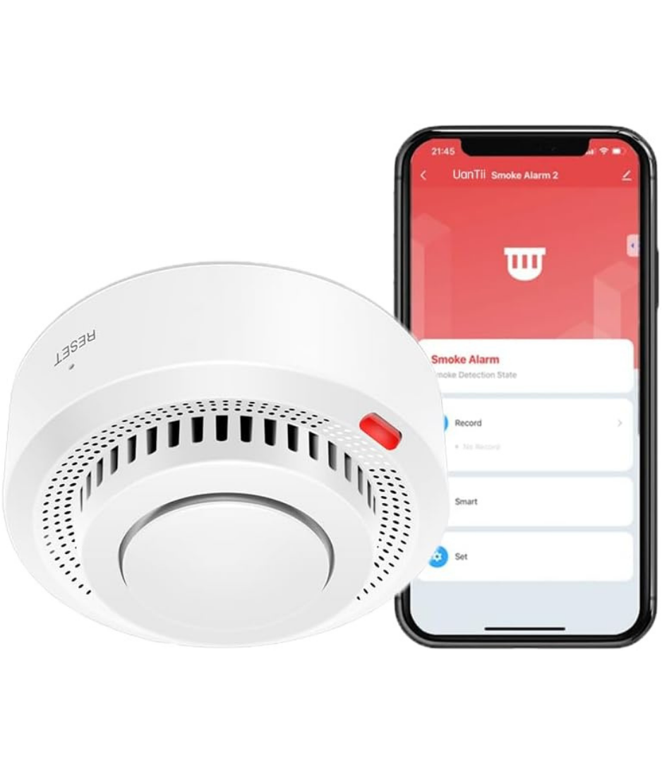 UanTii Tuya WiFi Smoke Detector Fire Protection Alarm Smoke Sensor Wireless Smoke Alarm 80dB Home Security Detector System Works with Smart Life APP