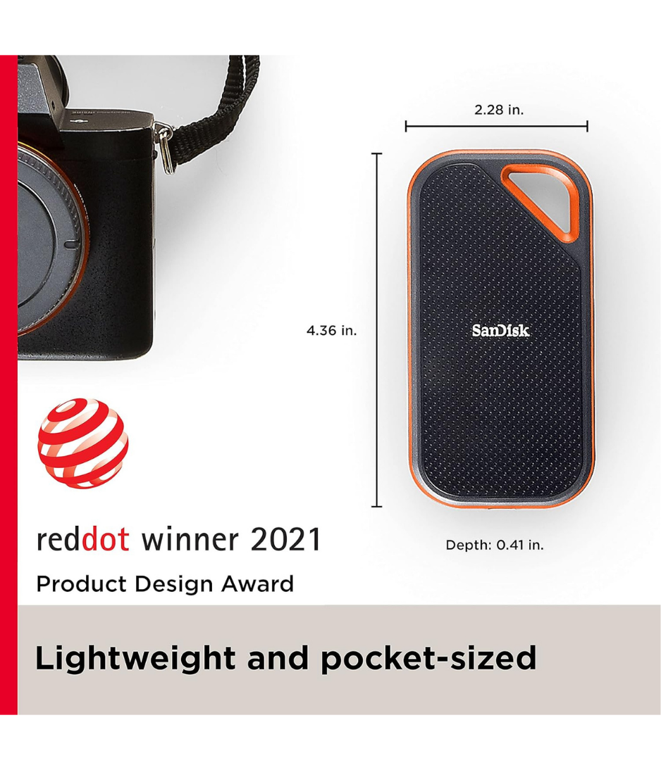 SanDisk Extreme Pro 1-4TB Portable NVMe SSD, USB C, up to 2000MB/s, Ruggedised and Water Resistant SDSSDE81 4T00 G25, Blue, Extreme Pro, SDSSDE81 4T00 G25, 4 TB