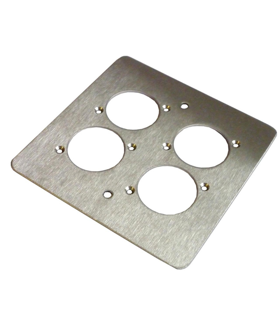 4 Way XLR Single Gang Face Plate Brushed Stainless
