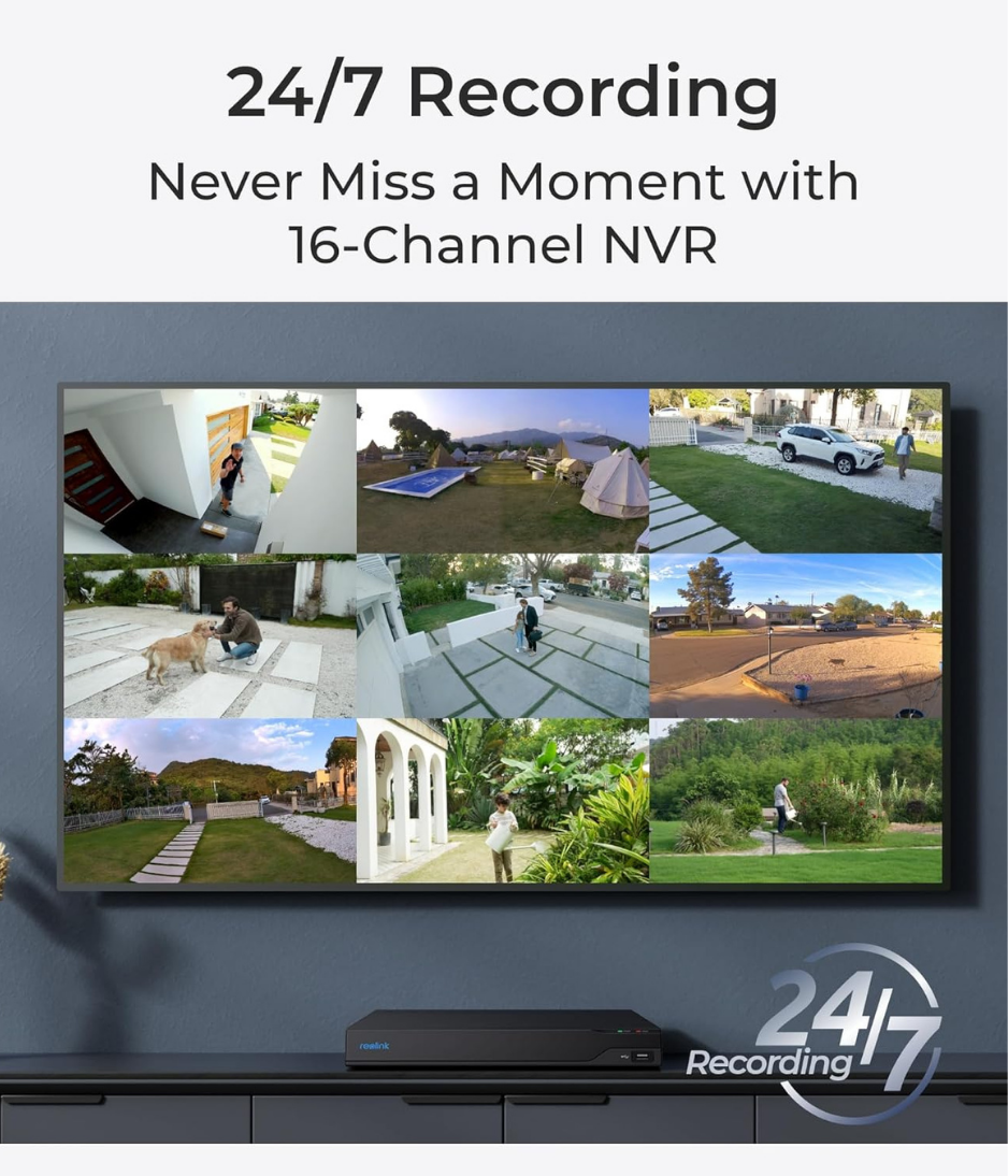 Reolink NVS16 16-Channel PoE 16MP 12TB Storage Network Video Recorder with 4TB HDD