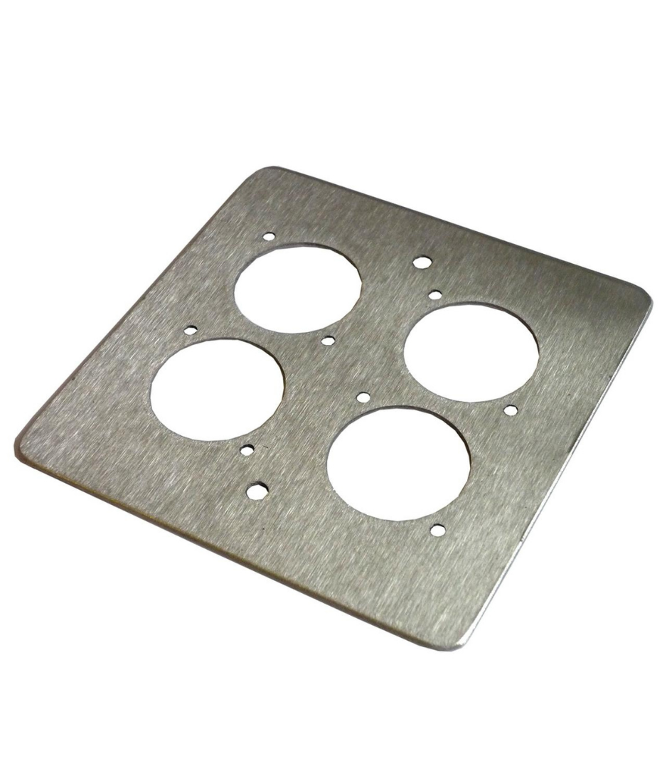 4 Way XLR Single Gang Face Plate Brushed Stainless