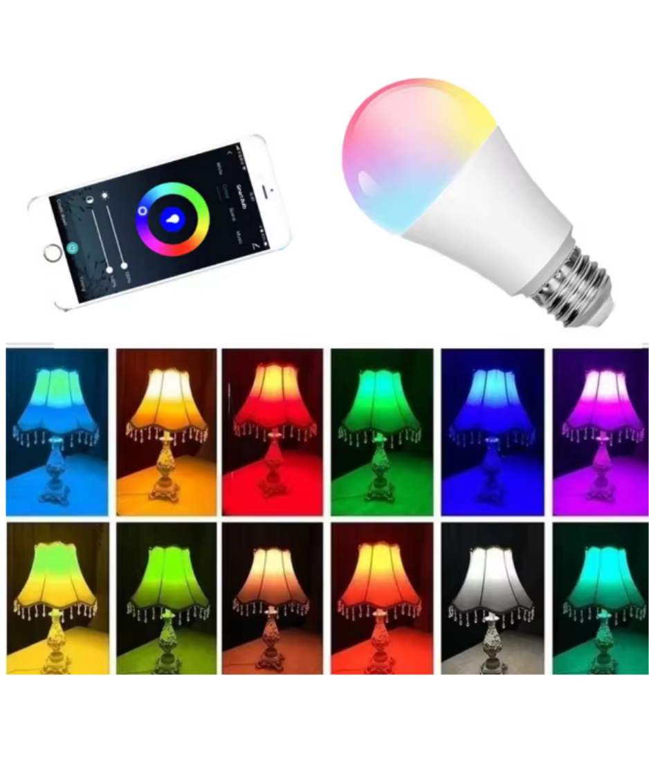 WiFi Smart Light Bulb E27 LED RGB Lamp 15W Work with Alexa/Google Home 85-265V RGB+White Dimmable Timer Function color Bulb