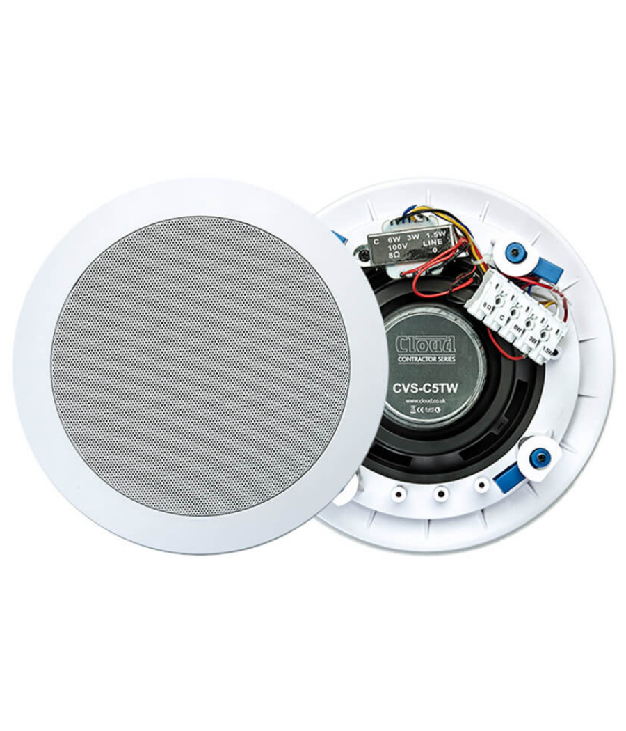 Cloud CVS-C5TW 5¼" Dual Cone, 8Ω/<6W 100v, Ceiling Speaker WHITE