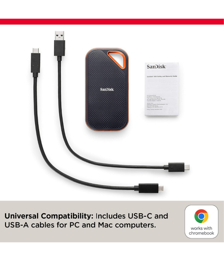 SanDisk Extreme Pro 1-4TB Portable NVMe SSD, USB C, up to 2000MB/s, Ruggedised and Water Resistant SDSSDE81 4T00 G25, Blue, Extreme Pro, SDSSDE81 4T00 G25, 4 TB