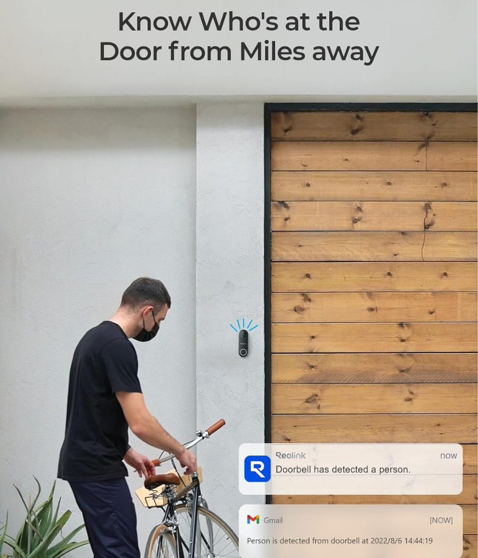 REOLINK Wired Video Doorbell WiFi, 5MP HD Door Bell Camera, 2.4 / 5GHz Wi-Fi Security Cam System, Human Detection, Cloud/microSD Card Storage, FrontDoor, Chime Included