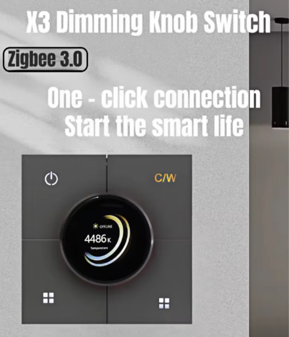 Smart Switch with wheel  X3 Tuya Smart Knob Dimming Switch, Zigbee Dual Relay Version | Timer Switch | Knob Light Dimming | Mobile Phone Control