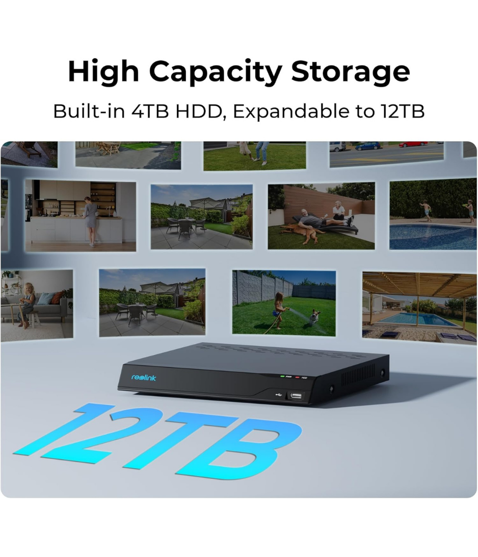 Reolink NVS16 16-Channel PoE 16MP 12TB Storage Network Video Recorder with 4TB HDD