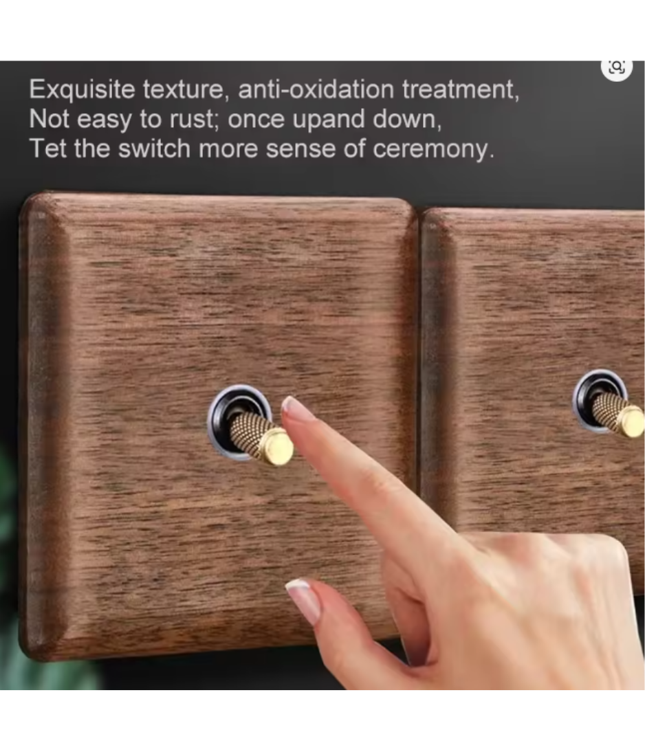 Wood Wall Switch Panel Led, Socket, Toggle Light Switch, Net Socket, Fan Switch, Dimmer Switch Knob