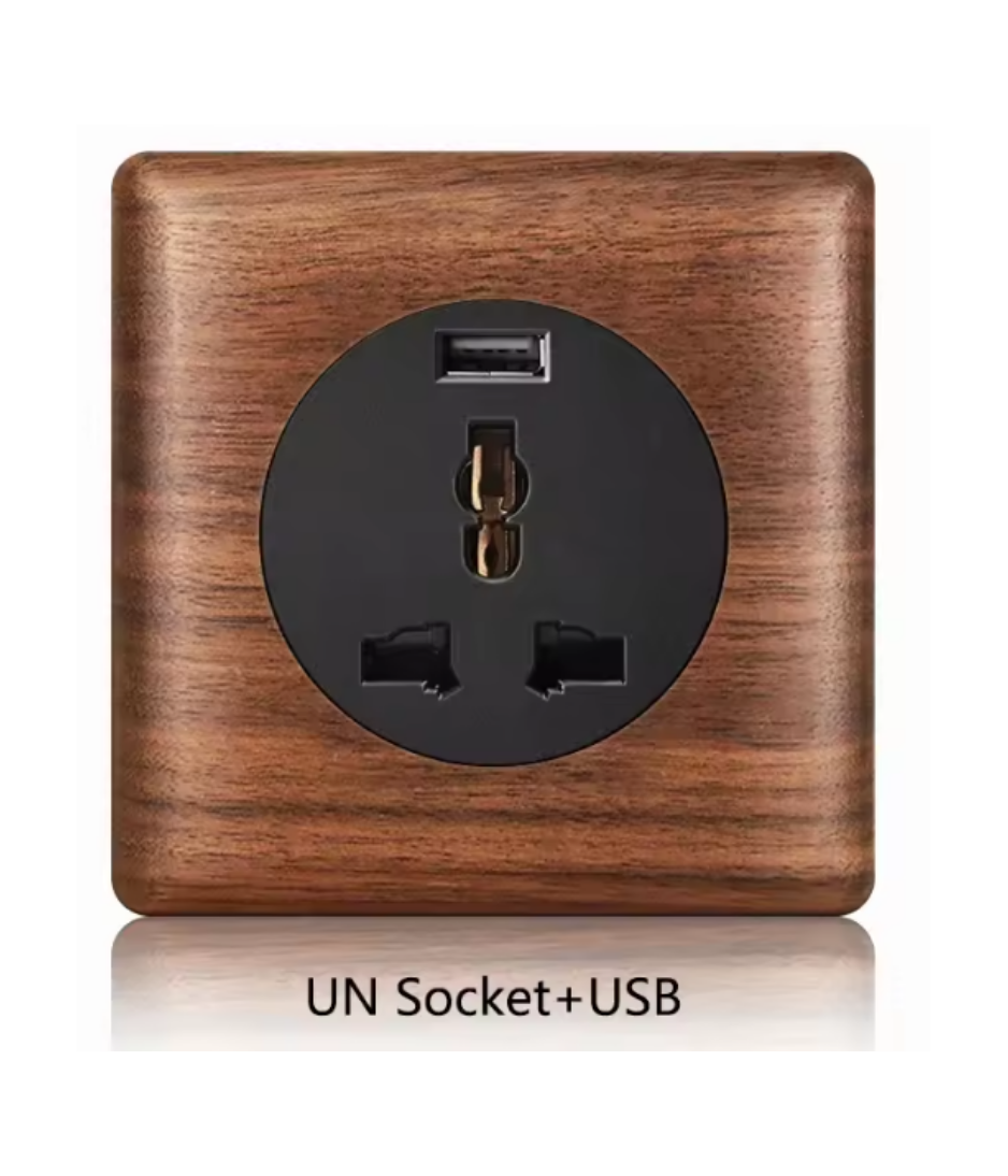 Wood Wall Switch Panel Led, Socket, Toggle Light Switch, Net Socket, Fan Switch, Dimmer Switch Knob
