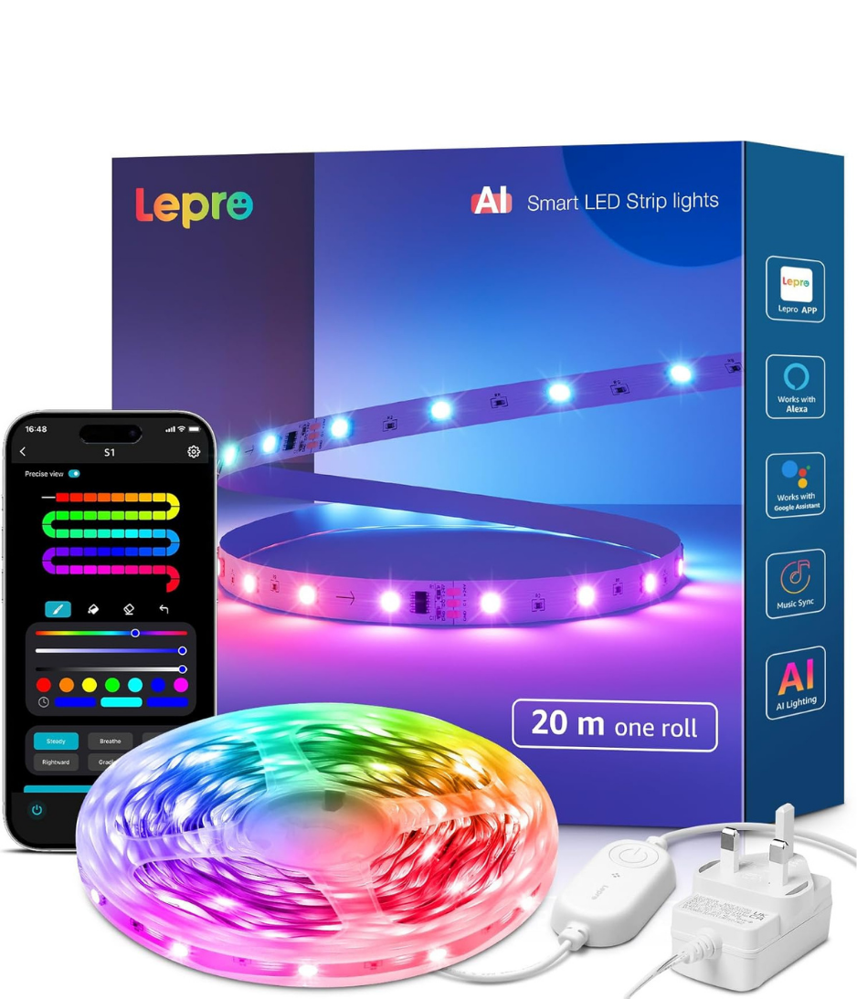 Smart Rainbow LED Strip Light 5M-20M, 30 LEDs/M, Music Sync, Works with Alexa & Google Home, WiFi Bluetooth App Voice Control, AI Lighting Design Assistant, MagicColor LED Lights for Bedroom
