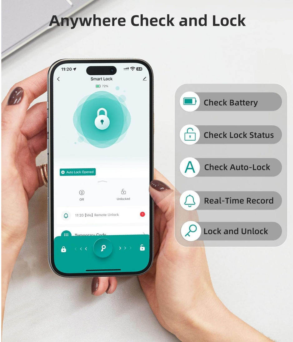 Smart Lock Fingerprint Smart Door Lock with Keypad Handle for Home, Apartment, Office, Front Door, Bedroom, Keyless Entry Door Lock (Tuya APP(Bluetooth Version))