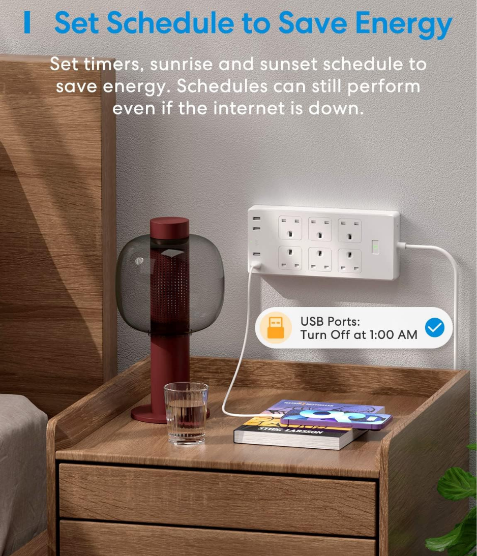 meross WIFI Power Extension, 6 AC Outlets 4 USB Ports Extension Lead, Compatible with Apple Homekit SmartThings Alexa Google Home, Voice/Remote Control Surge Protector with USB, 2.4GHz, 6ft Cord Long