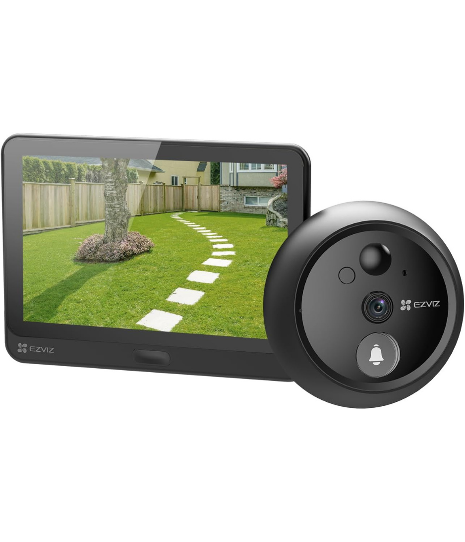 EZVIZ HP4 Wirefree Peephole Door Viewer Camera with Built in Doorbell, 1080p 4.3" Color Screen, Rechargeable Battery, Two-Way Talk, Night Vision, H.265 Video Tech, Ultra-wide-angle View, MicroSD Card