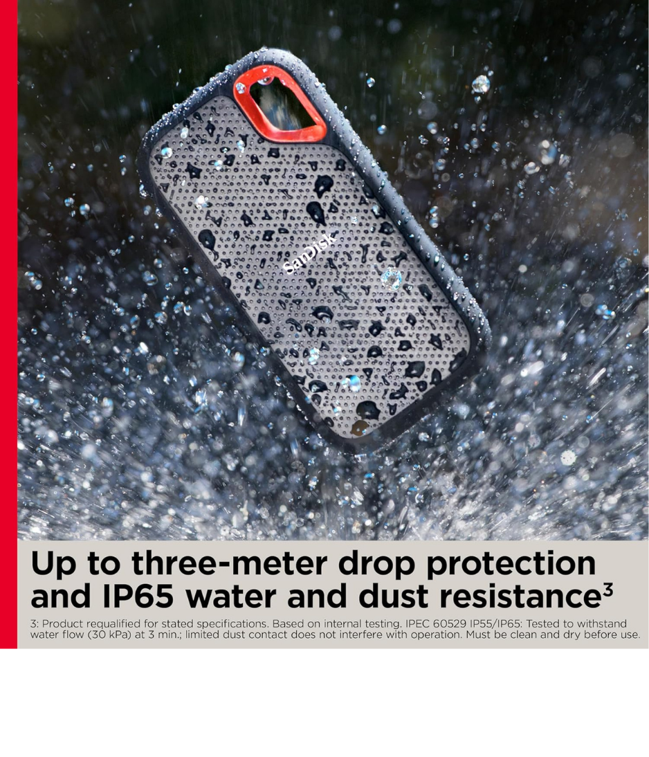 SanDisk 1Tb - 4TP Extreme Portable Ssd - Up To 1050Mb/S - Usb-C, Usb 3.2 Gen 2 - External Solid State Drive