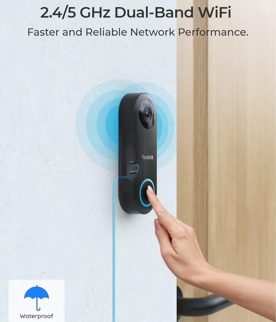 REOLINK Wired Video Doorbell WiFi, 5MP HD Door Bell Camera, 2.4 / 5GHz Wi-Fi Security Cam System, Human Detection, Cloud/microSD Card Storage, FrontDoor, Chime Included