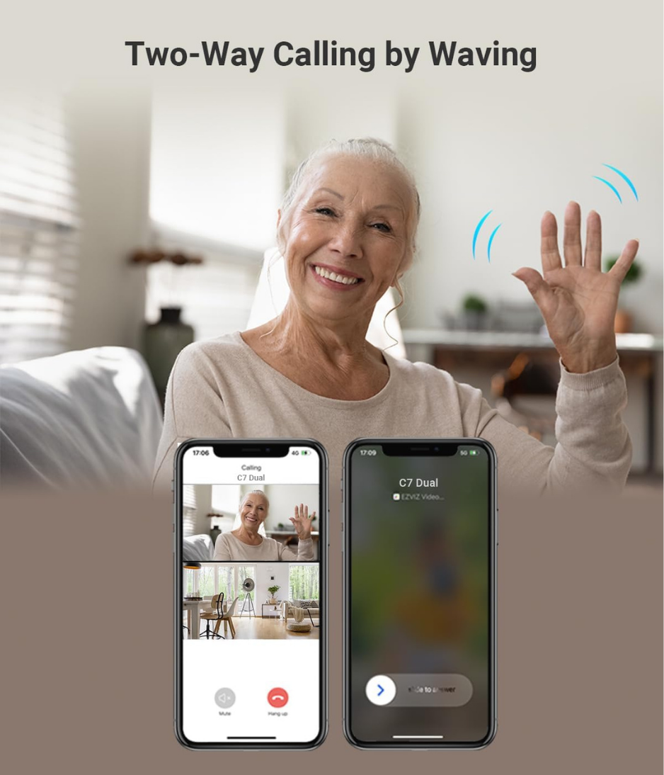 EZVIZ Security Camera C7, 2K+ / 4MP Dual-Lens CCTV Camera for Home, Baby Monitor with 360° View, Night Vision, Human/Pet Detection, Auto Tracking, Two-Way Calling, Patrol Mode, Alexa & Google Control