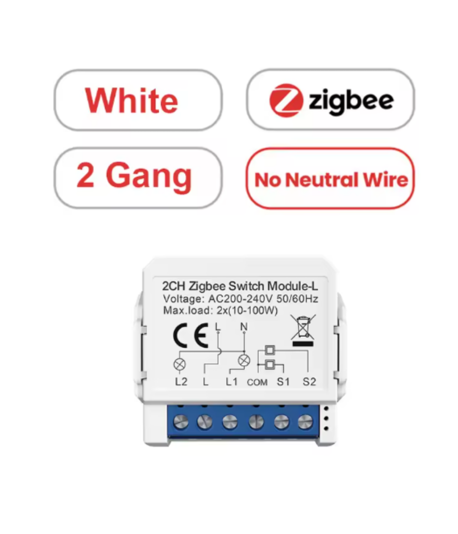 AVATTO Tuya ZigBee & Wifi Smart Light Switch No Neutral Relay Module 1/2/3 Gang Smart Life/Tuya App Control,Work with Alexa Google Home